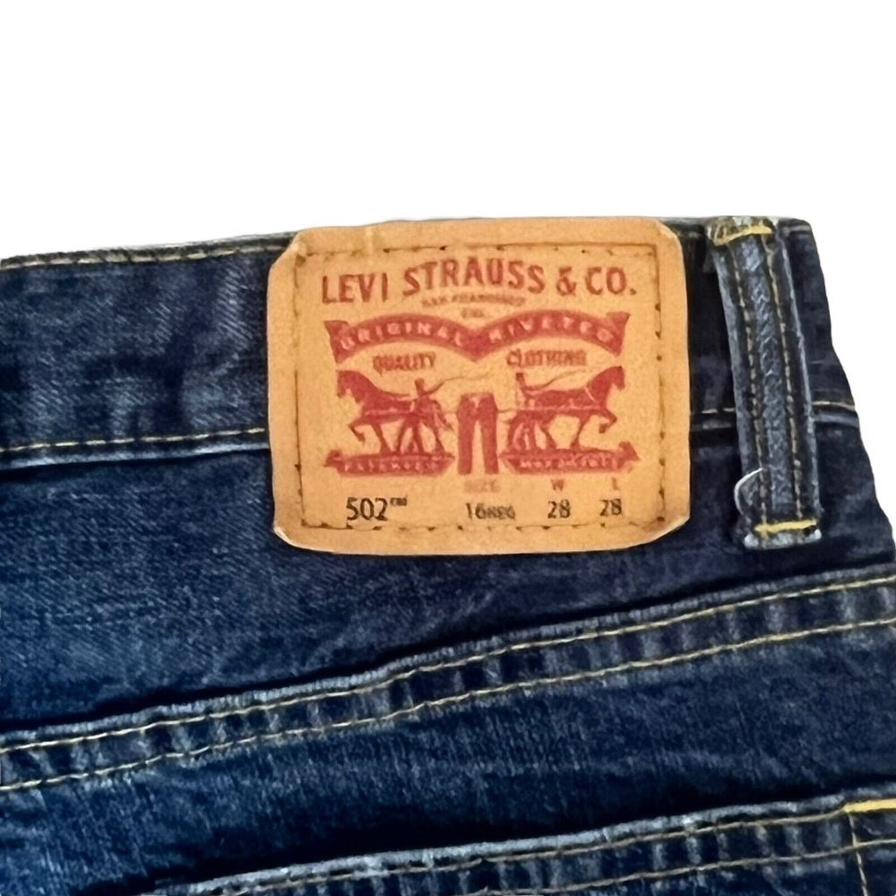 Levi's 502 Jeans Size 16 Regular Taper Size - Tag 28x28 Actual 29X31 Boys or Men - Picture 11 of 12